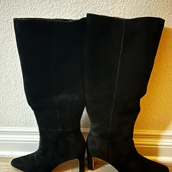 Sam Edelman sylvia wide calf black suede knee high boots - Picture 7 of 9